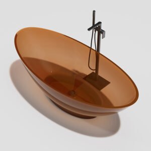 KKR-B051 Amber Gold Yellow Oval Transparent Bathtub | Freestanding Clear Resin Bathtub for Luxury Hotel & Villa Projects