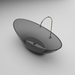 KKR-B051 Black Transparent Freestanding Bathtub | Curved Clear Resin Bathtub for Luxury Bathrooms