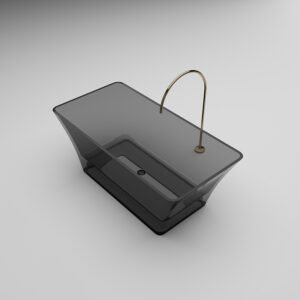 KKR-B074 Rectangular Transparent Black Freestanding Bathtub | Clear Resin Luxury Statement Tub