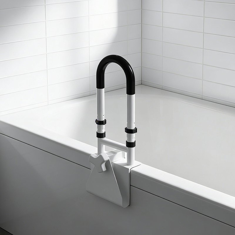 Adjustable Height Bathtub Grab Bar for Elderly | Ergonomic Clamp Safety Handle for Senior Bathroom Support - Image 2