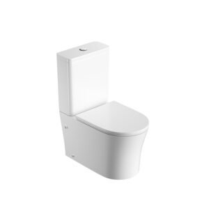 Short-Compact Rimless Two-Piece Washdown Toilet with Slim Soft-Close Seat | KKR-CT11003