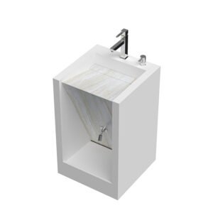 Marble Pattern Dual-Function Wudu Wash Station | Modern Ablution Sink with Foot Wash Faucet