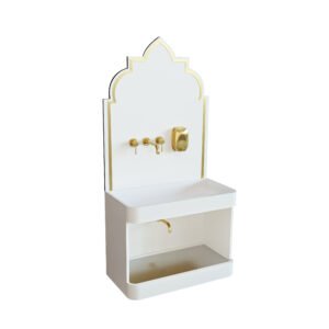 Wall Mounted Wudu Sink with Islamic Arch Design | Solid Surface Mosque Ablution Basin