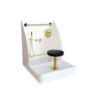 Ergonomic Seated Wudu Wash Basin | Modern Curved Design Ablution Sink for Mosques