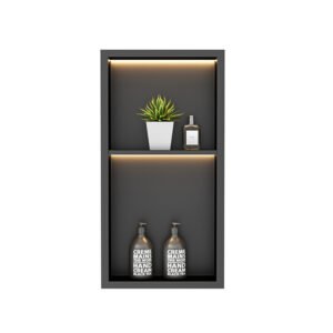 Double Layer Stainless Steel Shower Niche with LED | Black & Gold Wall Recessed Bathroom Storage Niche