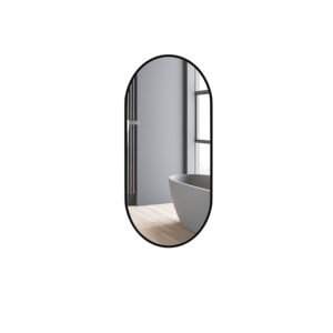 Arch Bathroom Mirror with Black Aluminum Frame | Non-Lighted Vanity Mirror for Modern Hotel Design