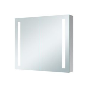 Double Door LED Mirror Cabinet with Storage | Wall Mounted Bathroom Mirror Cabinet with IR Sensor & Anti-Fog