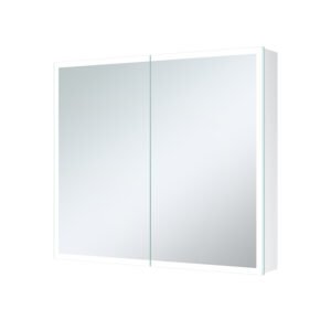 Minimalist Double Door LED Mirror Cabinet | Frameless Bathroom Mirror Cabinet with Storage & IR Sensor