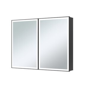Framed Double Door LED Mirror Cabinet with Storage | Wall Mounted Bathroom Mirror Cabinet for Hotel Projects
