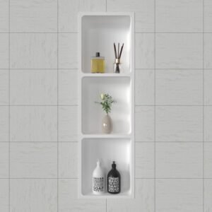 Triple Layer Quartz Stone Shower Niche Wall Insert | High Capacity Recessed Bathroom Storage Solution