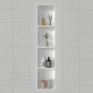 Four Layer Quartz Stone Shower Niche Wall System | High Capacity Recessed Bathroom Storage Unit