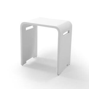 Portable Solid Surface Shower Stool with Handle Cut-Out | Lightweight Bathroom Seat for Easy Movement