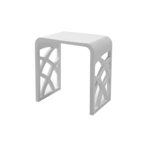 Solid Surface Decorative Shower Stool for Bathroom | Modern Cut-Out Design Bath Seat for Hotel & Commercial Use