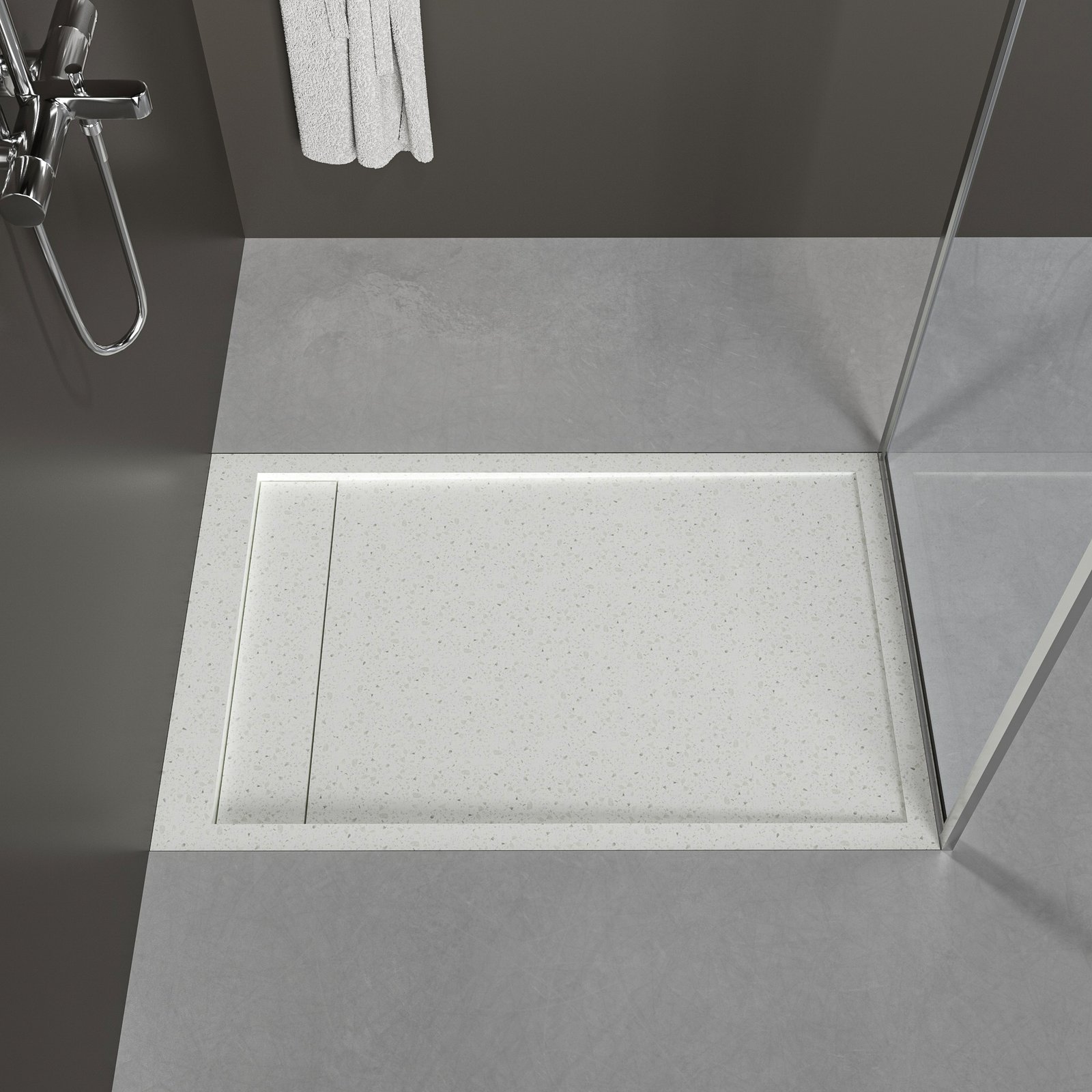 Fine Terrazzo Solid Surface Shower Tray | Premium Subtle Texture Shower Base for Luxury Bathroom Projects - Image 2