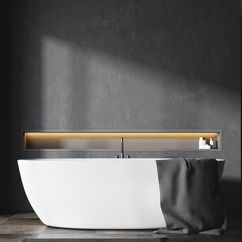 black panoramic bathroom interior